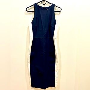 Women’s Banana Republic navy and white fitted work dress. Size 4